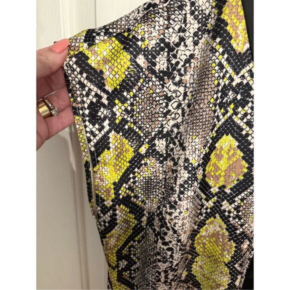 Universal Standard Cap Sleeve Snake Print w/ Yellow Neon Accent Kaftan Midi Dres - Picture 5 of 8